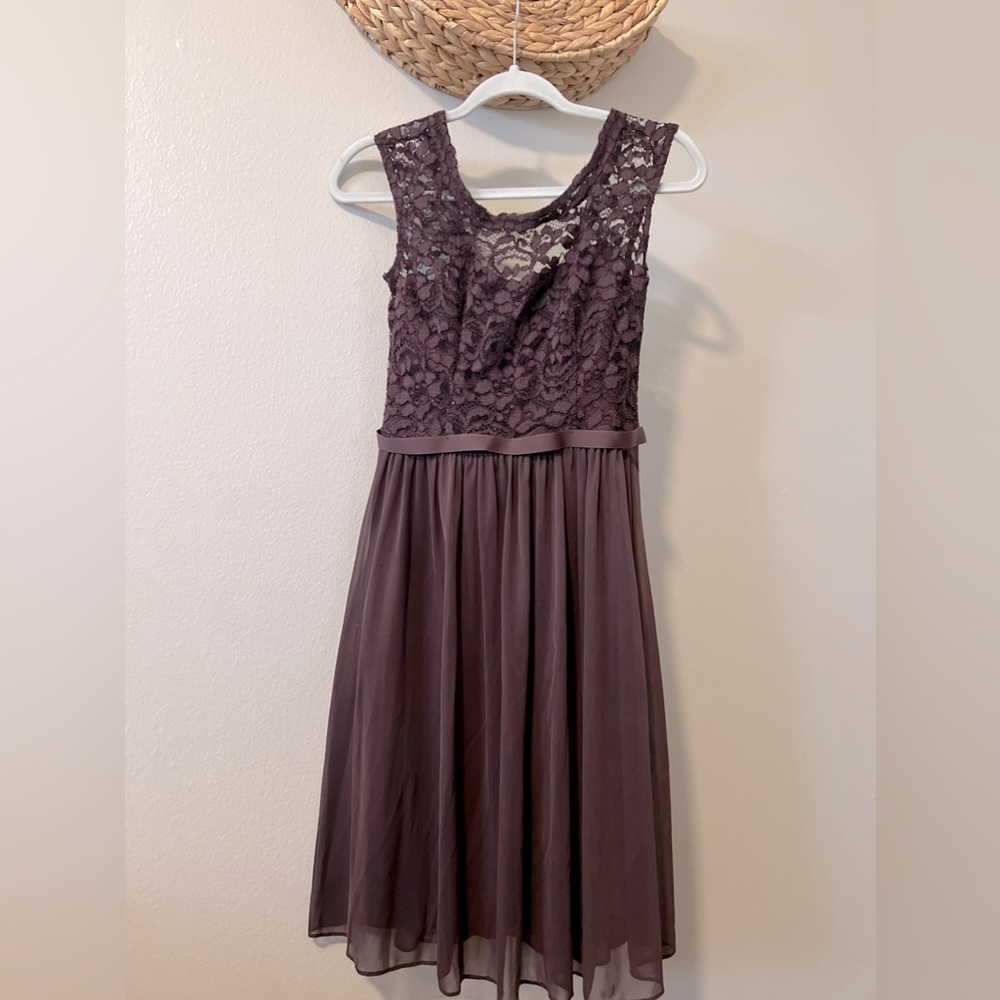 Brown lace bridesmaid dress